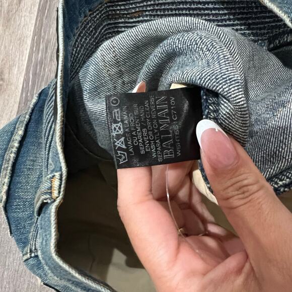 Balmain Moto Style Denim Jeans Size 31 - Picture 4 of 9